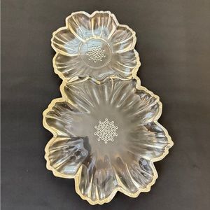 Vintage Clear Glass Sunflower Shaped Dish